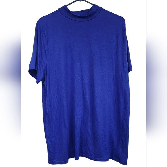 Lane Bryant Royal Blue Mock Neck Short Sleeve Tee Size 18/20 Women's Plus Top - Picture 1 of 7